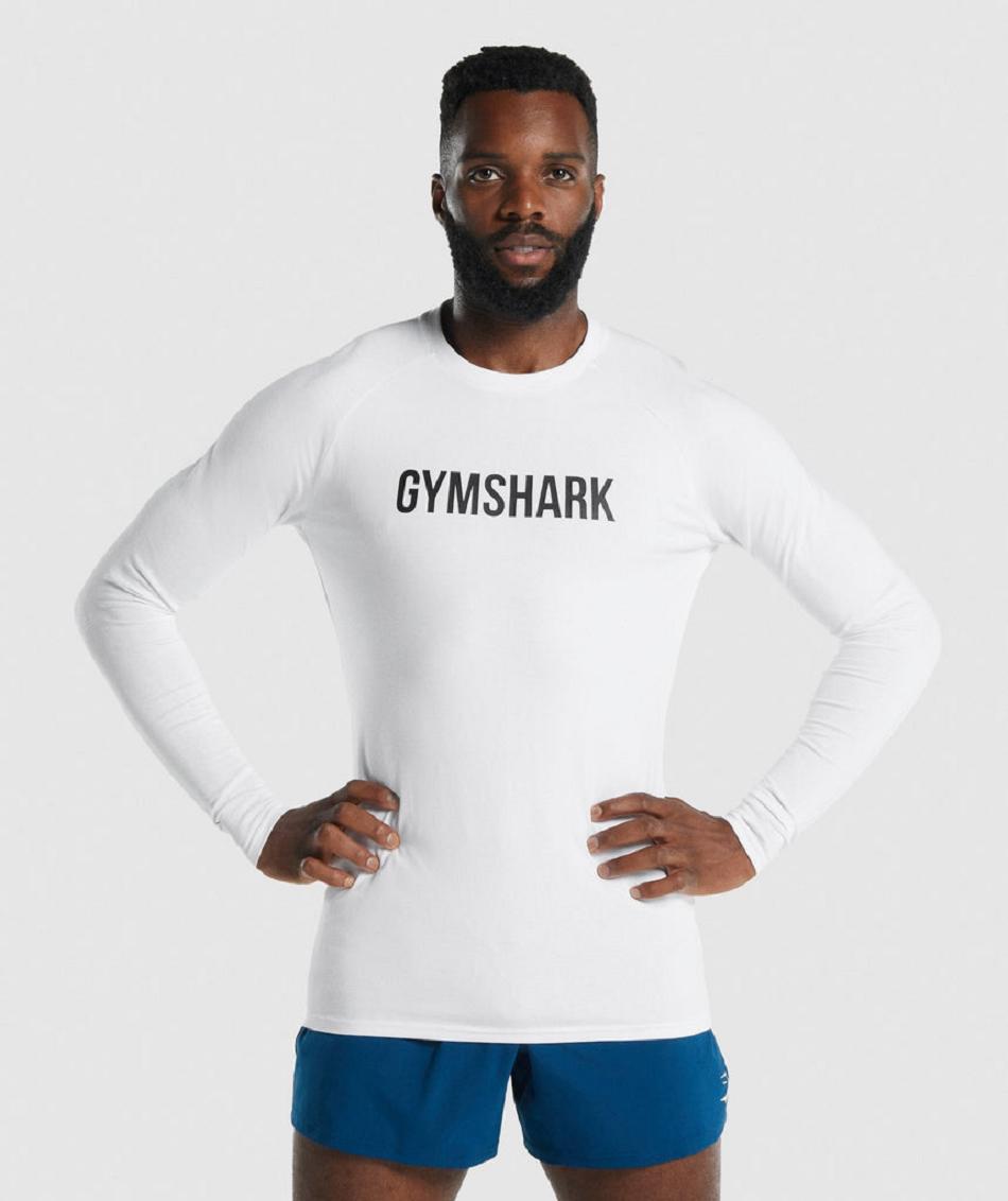 Gymshark Apollo Muške Dugi Rukav Bijele | HR 2611MQZ